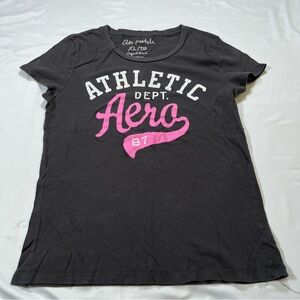 Aeropostale Women's Graphic Baby Tee Classic Crew Neck Size XL Gray